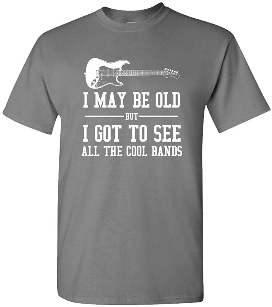 I May BE Old BUT I Saw The Cool Bands Music Mens Cotton Charcoal T-Shirt