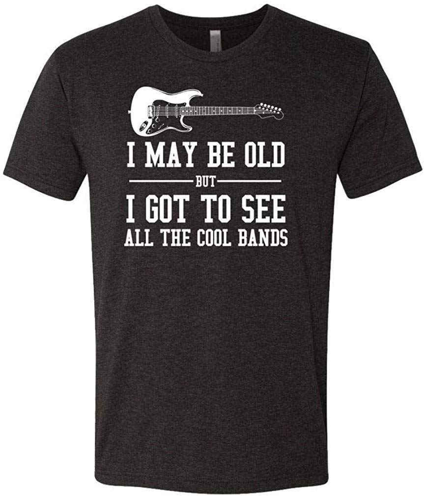 I May BE Old BUT I Saw The Cool Bands Music Mens Cotton Tri-blend Black T-Shirt
