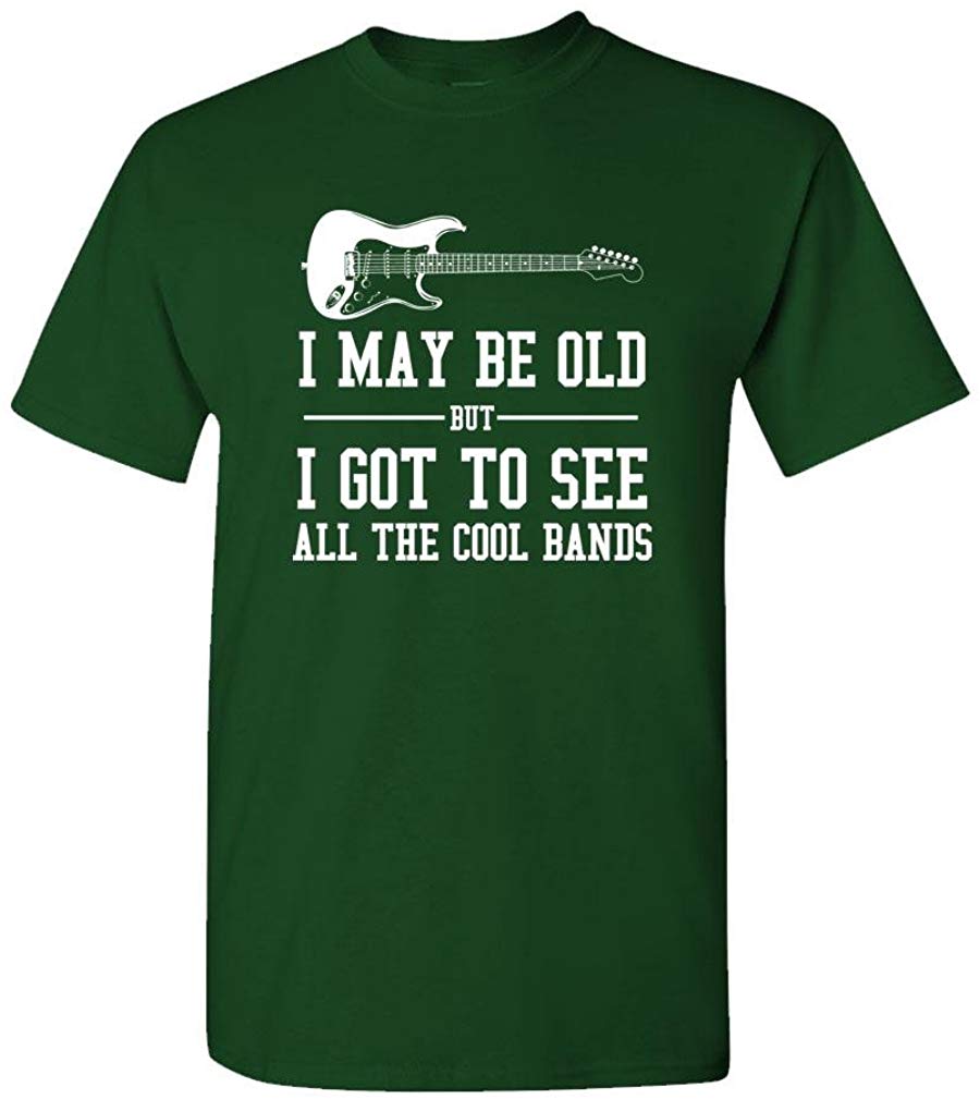 I May BE Old BUT I Saw The Cool Bands Music Mens Cotton green T-Shirt