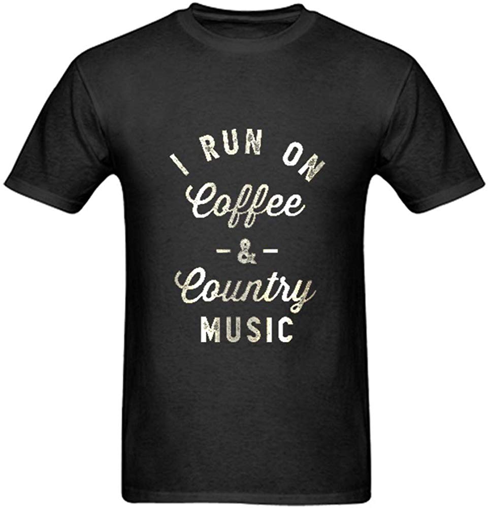 I Run On Coffee & Country Music Cotton Short Sleeve wihte T-Shirt