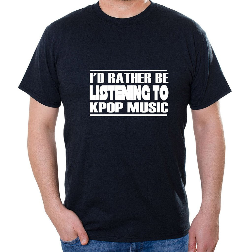 I'd Rather BE Listening to Kpop Music Unisex Short Sleeve Black T-Shirt