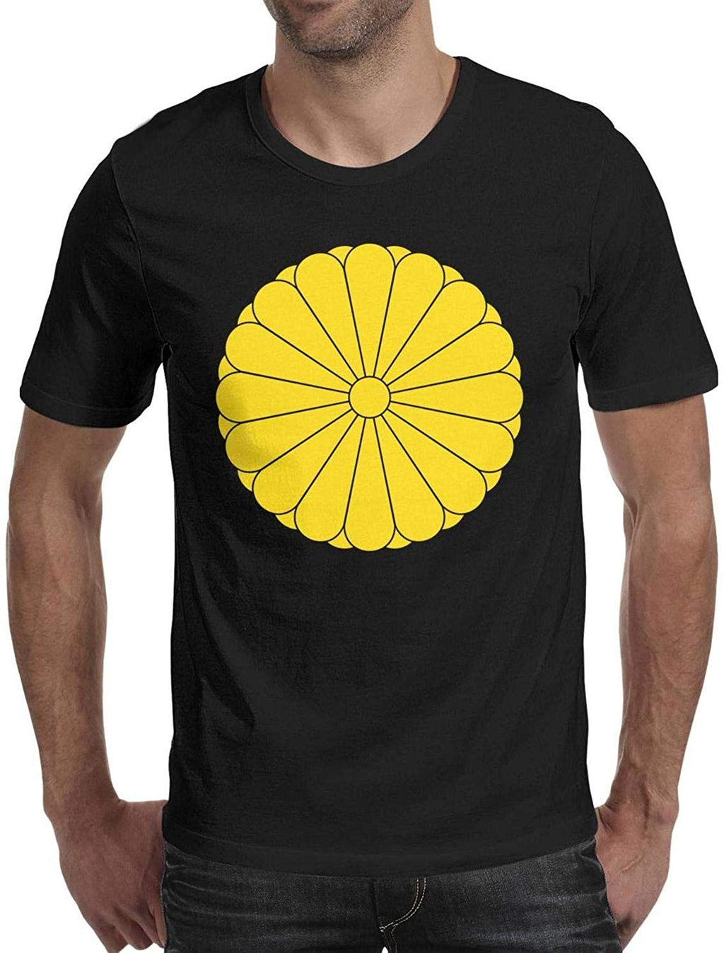 Japan Imperial Seal Coat of Arms Mens Crew Neck Beer Short Sleeve Black-74 T-Shirt