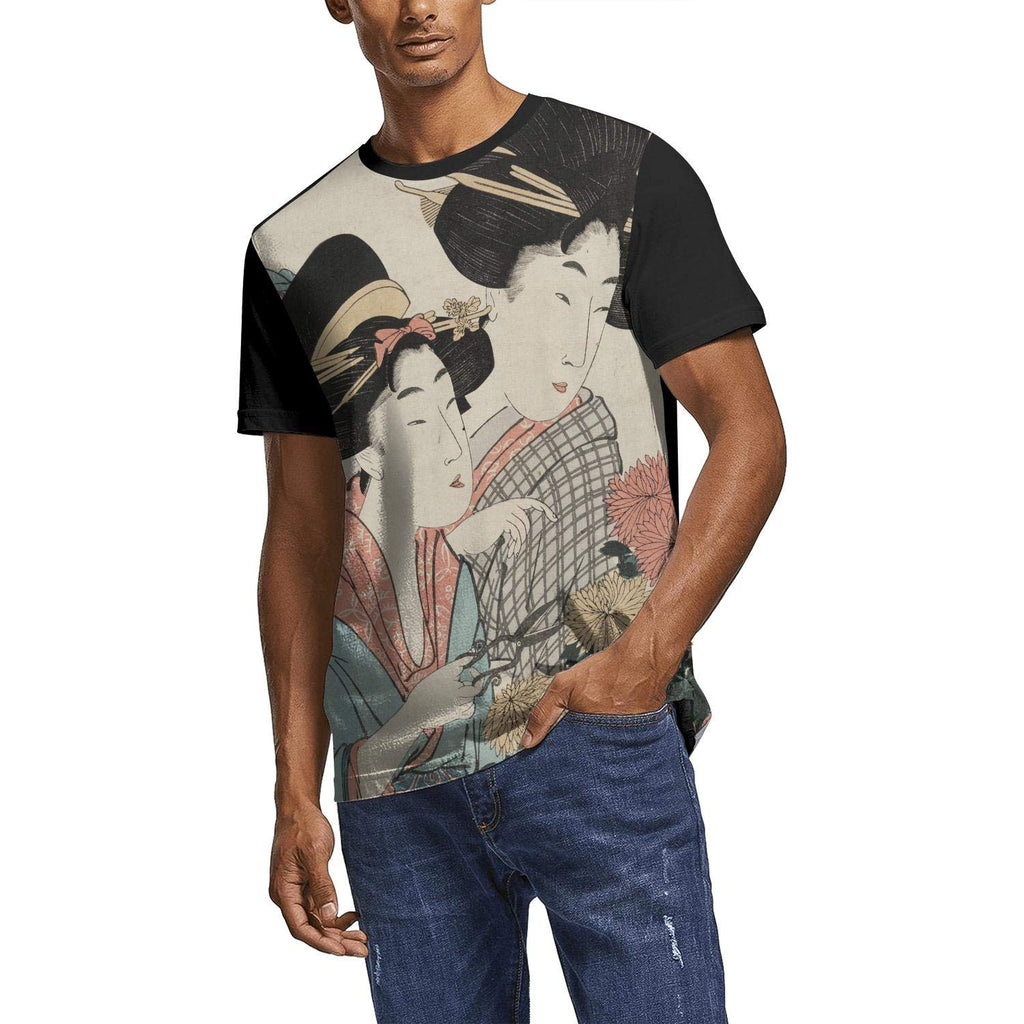 Japanese Ukiyo Art 3D Printed Men's Breathable Crew Neck Sport Short Sleeve White-206 T-Shirt