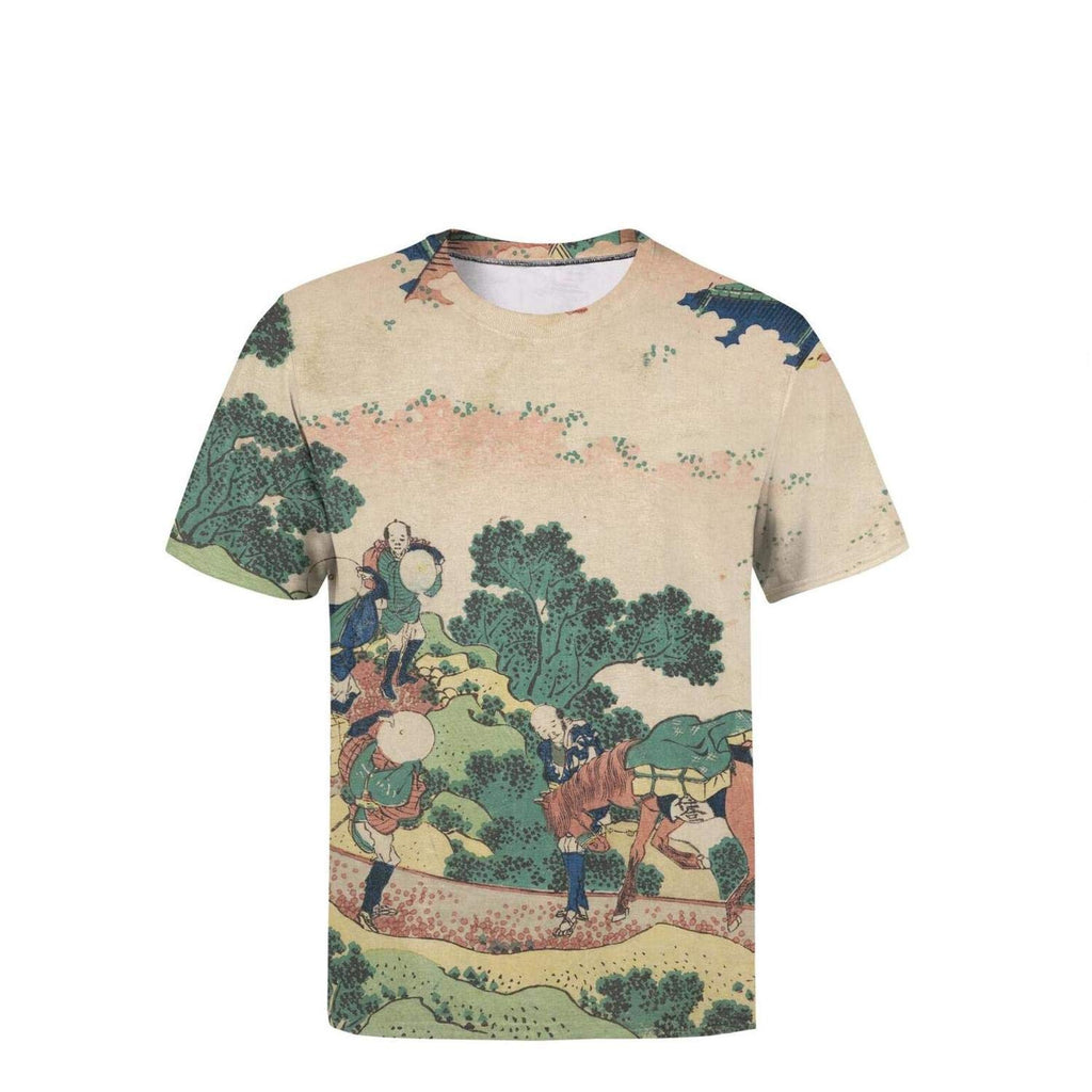Japanese Ukiyo Art 3D Printed Men's Casual Crew Neck Tennis Short Sleeve White-107 T-Shirt