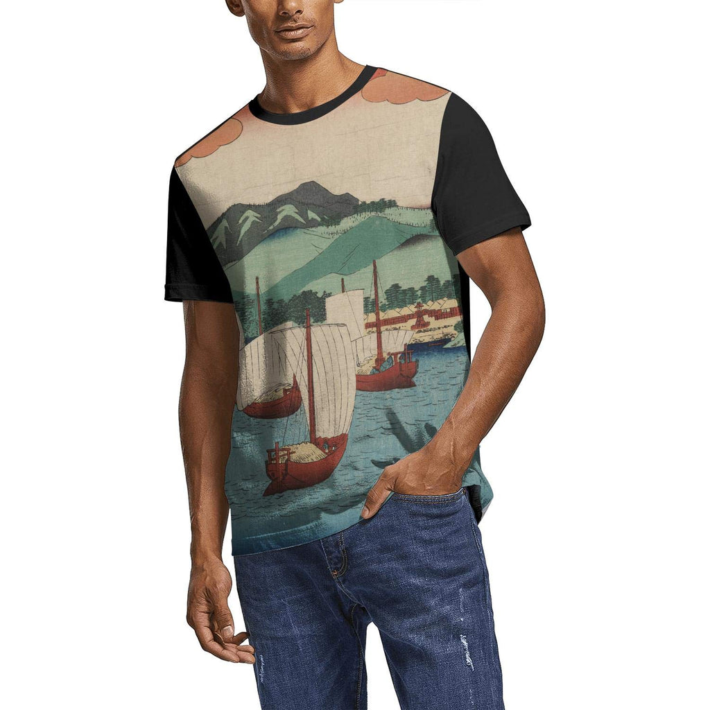 Japanese Ukiyo Art 3D Printed Men's Casual Round Neck Athletic Short Sleeve White-188 T-Shirt