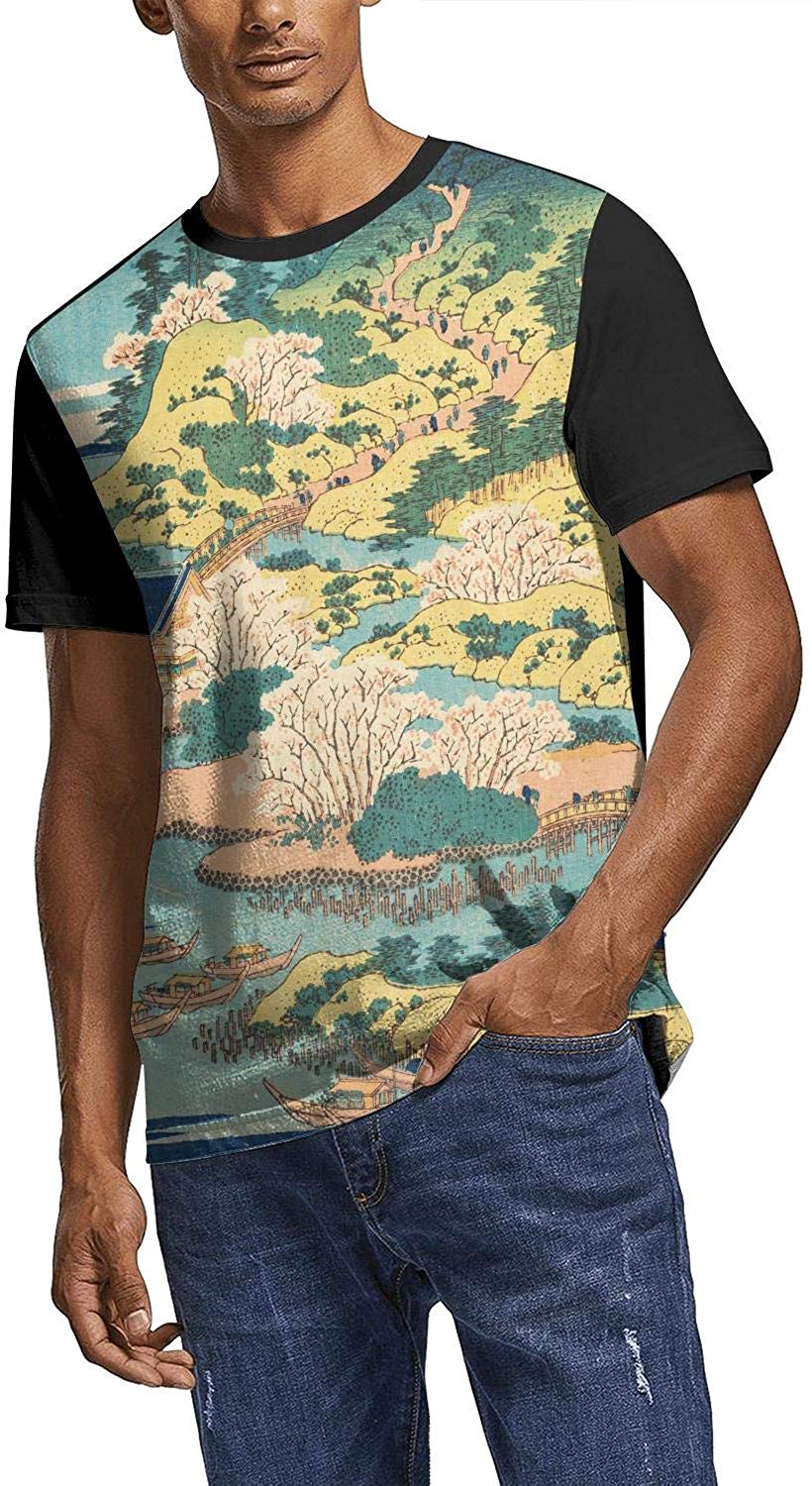Japanese Ukiyo Art 3D Printed Men's Comfy Round Neck Tennis Short Sleeve White-232 T-Shirt