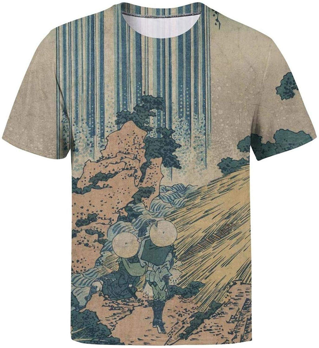 Japanese Ukiyo Art 3D Printed Men's Cute O Neck Golf Short Sleeve White-56 T-Shirt