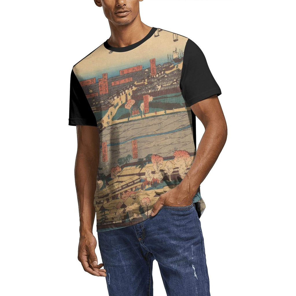 Japanese Ukiyo Art 3D Printed Men's Fashion Crew Neck Athletic Short Sleeve White-264 T-Shirt