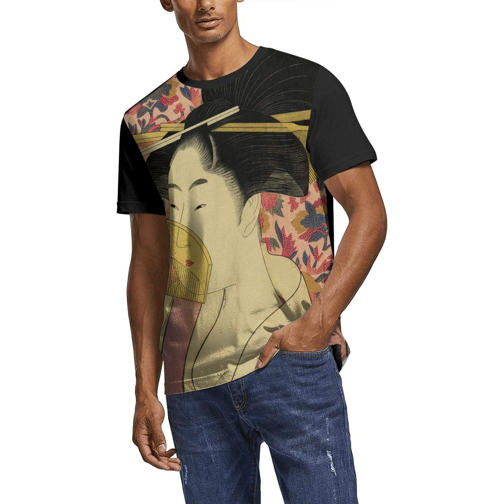 Japanese Ukiyo Art 3D Printed Men's Fashion Round Neck Athletic Short Sleeve White-198 T-Shirt