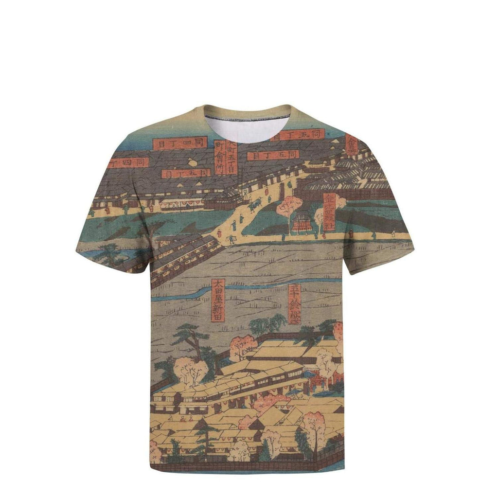 Japanese Ukiyo Art 3D Printed Men's Fashion Round Neck Softball Short Sleeve White-119 T-Shirt