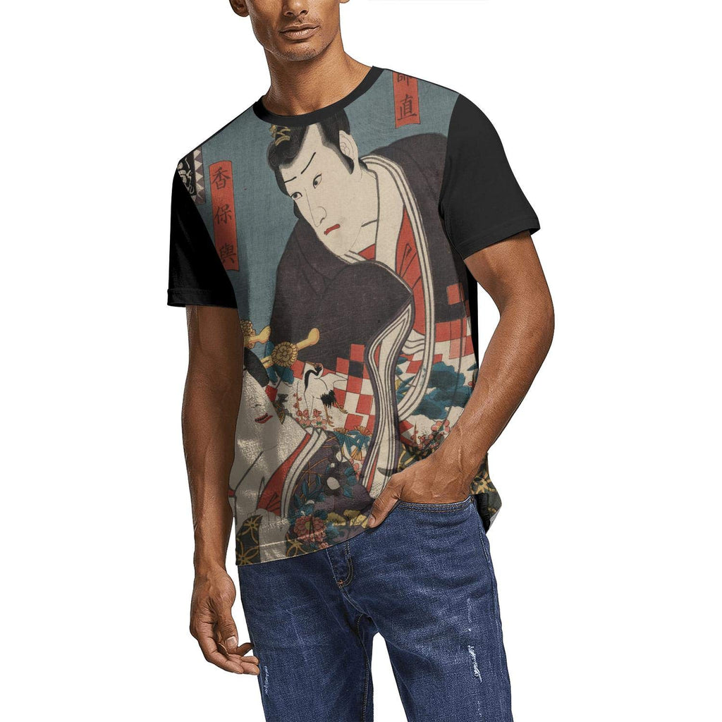 Japanese Ukiyo Art 3D Printed Men's Funny Crewneck Athletic Short Sleeve White-211 T-Shirt