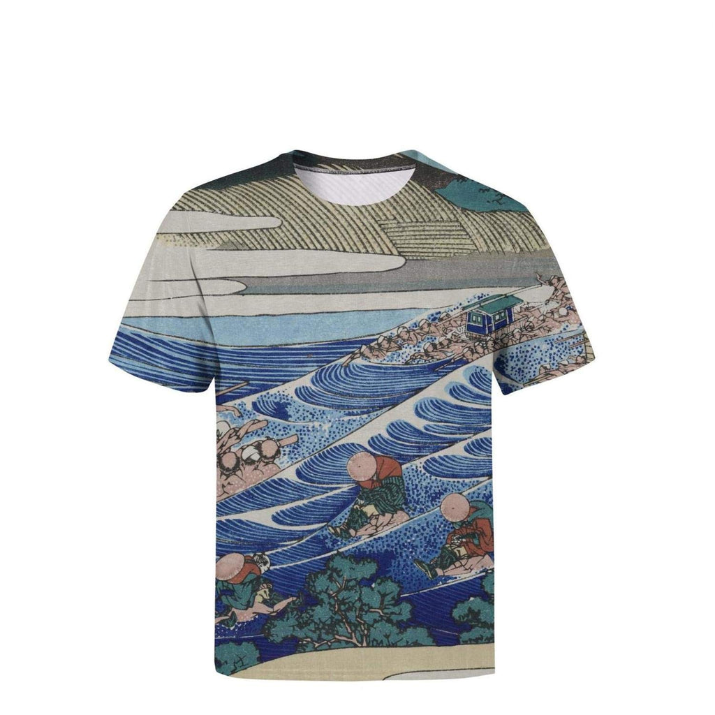 Japanese Ukiyo Art 3D Printed Men's Funny O Neck Baseball Short Sleeve White-99 T-Shirt
