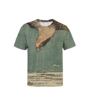 Japanese Ukiyo Art 3D Printed Men's Graphic Round Neck Baseball Short Sleeve White-74 T-Shirt