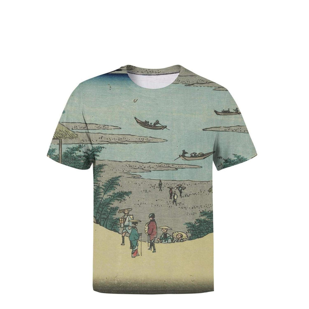 Japanese Ukiyo Art 3D Printed Men's Knit Round Neck Tennis Short Sleeve White-64 T-Shirt