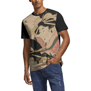 Japanese Ukiyo Art 3D Printed Men's Novelty Crew Neck Athletic Short Sleeve White-165 T-Shirt
