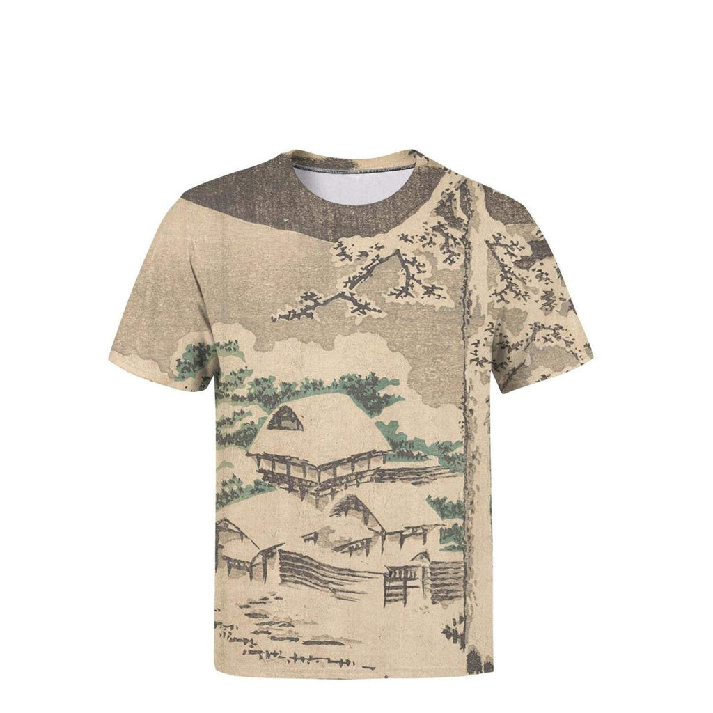 Japanese Ukiyo Art 3D Printed Men's Novelty Round Neck Golf Short Sleeve White-124 T-Shirt