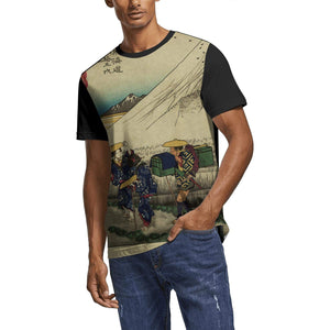 Japanese Ukiyo Art 3D Printed Men's Polyester Crew Neck Athletic Short Sleeve White-217 T-Shirt