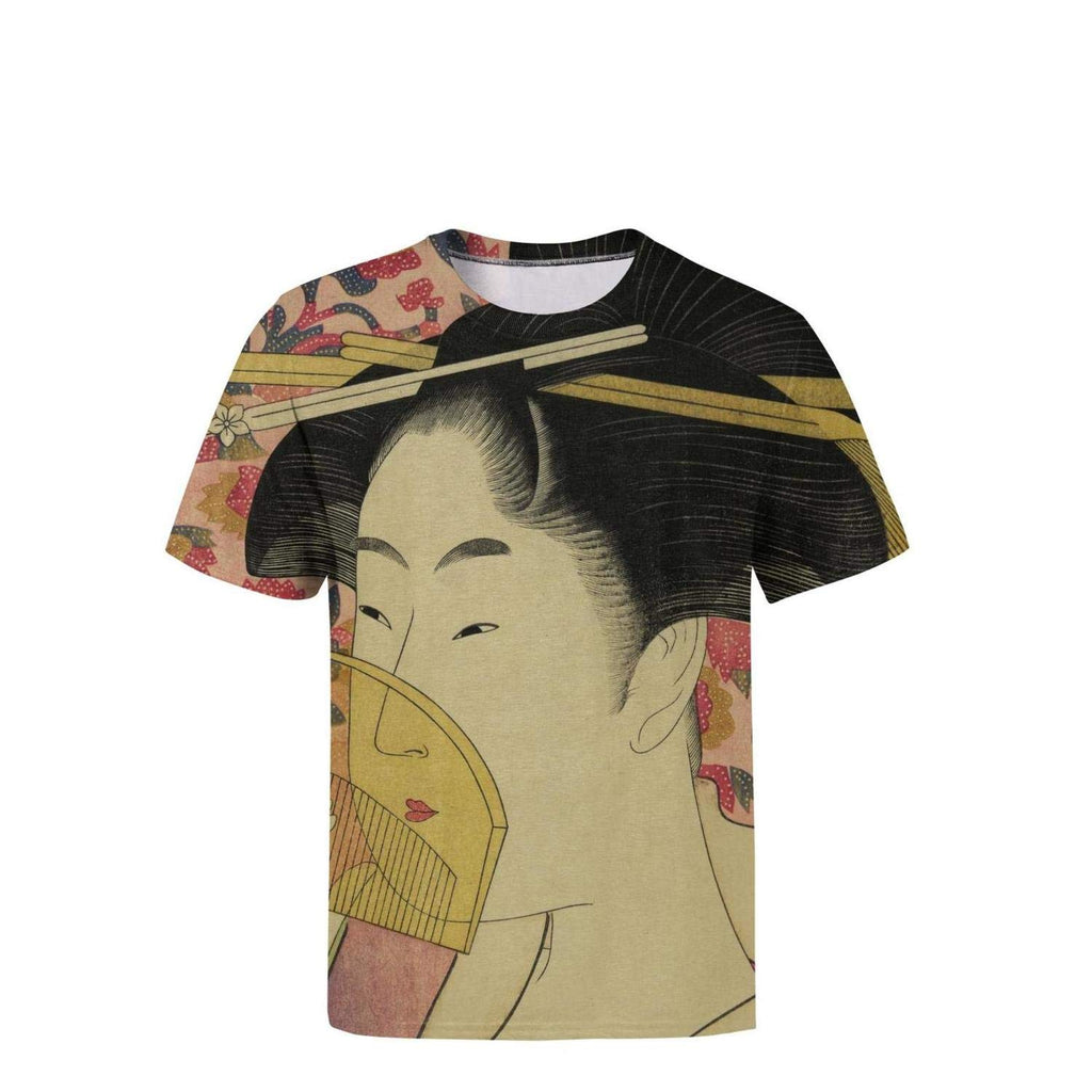 Japanese Ukiyo Art 3D Printed Men's Polyester O Neck Golf Short Sleeve White-63 T-Shirt