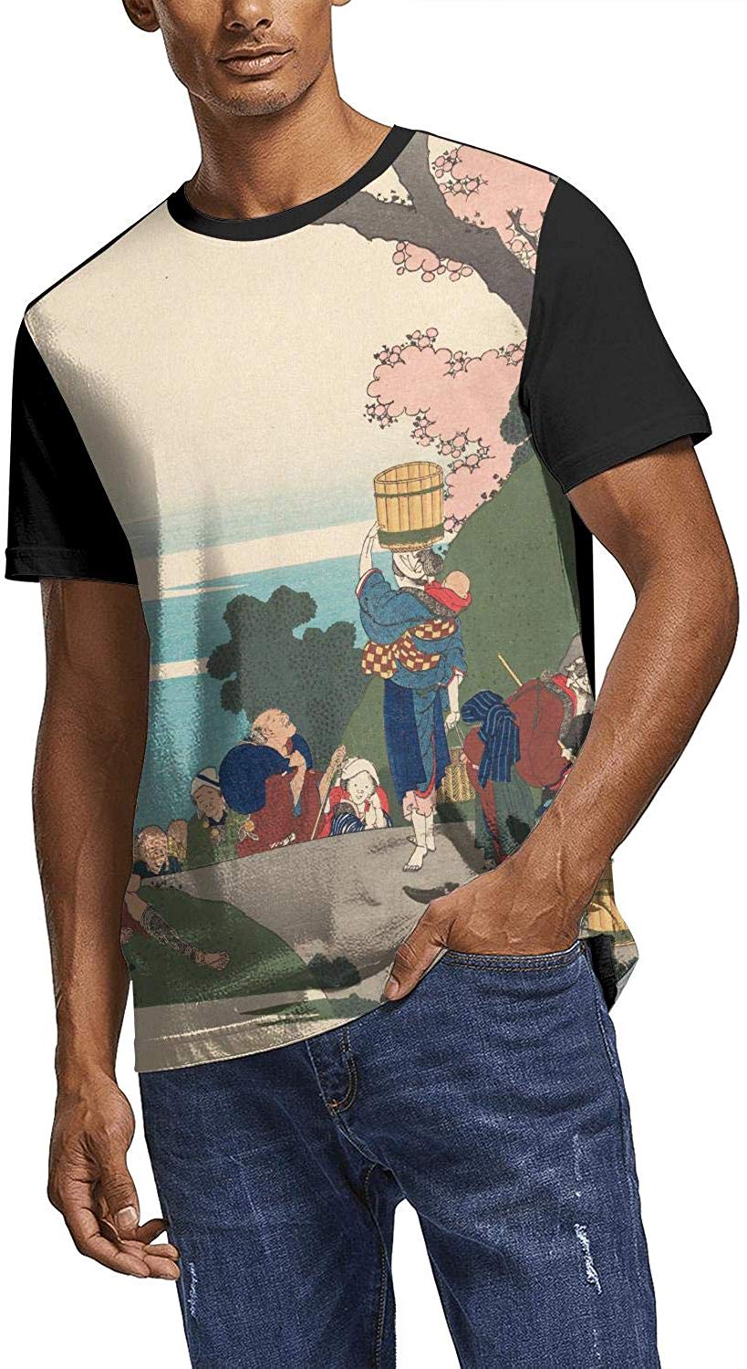 Japanese Ukiyo Art 3D Printed Men's Pretty Round Neck Softball Short Sleeve White-263 T-Shirt