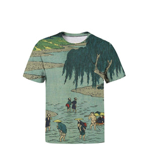 Japanese Ukiyo Art 3D Printed Men's Retro Crew Neck Softball Short Sleeve White-28 T-Shirt