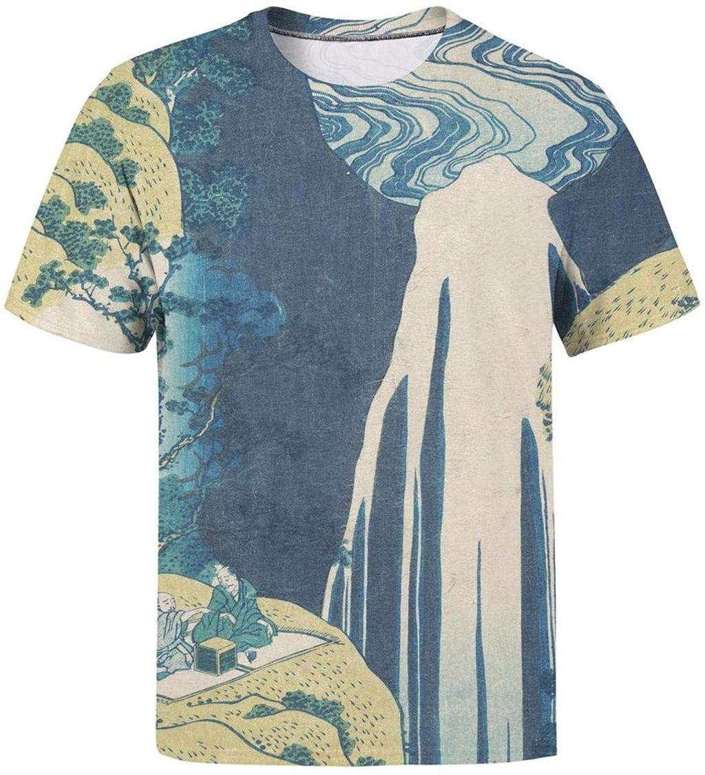 Japanese Ukiyo Art 3D Printed Men's Retro Crewneck Softball Short Sleeve White-5 T-Shirt