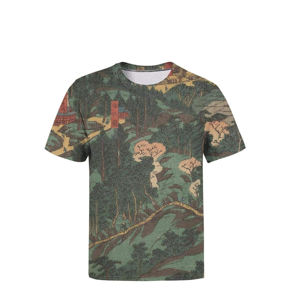 Japanese Ukiyo Art 3D Printed Men's Soft Crew Neck Athletic Short Sleeve White-125 T-Shirt