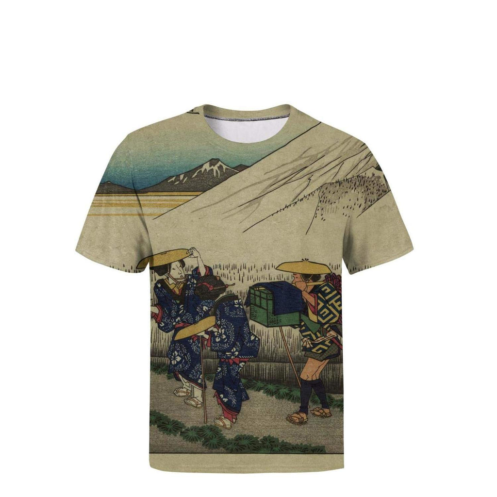 Japanese Ukiyo Art 3D Printed Men's Stylish Round Neck Travel Short Sleeve White-76 T-Shirt
