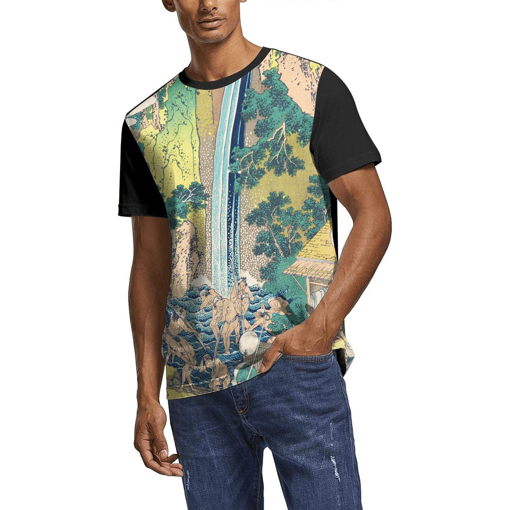 Japanese Ukiyo Art 3D Printed Men's Trendy Round Neck Sport Short Sleeve White-233 T-Shirt