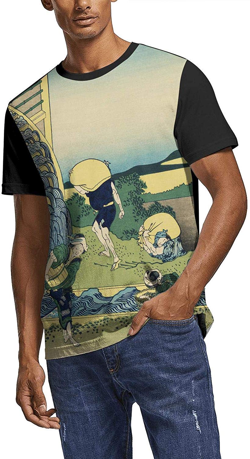 Japanese Ukiyo Art 3D Printed Men's Unique Crew Neck Athletic Short Sleeve White-153 T-Shirt