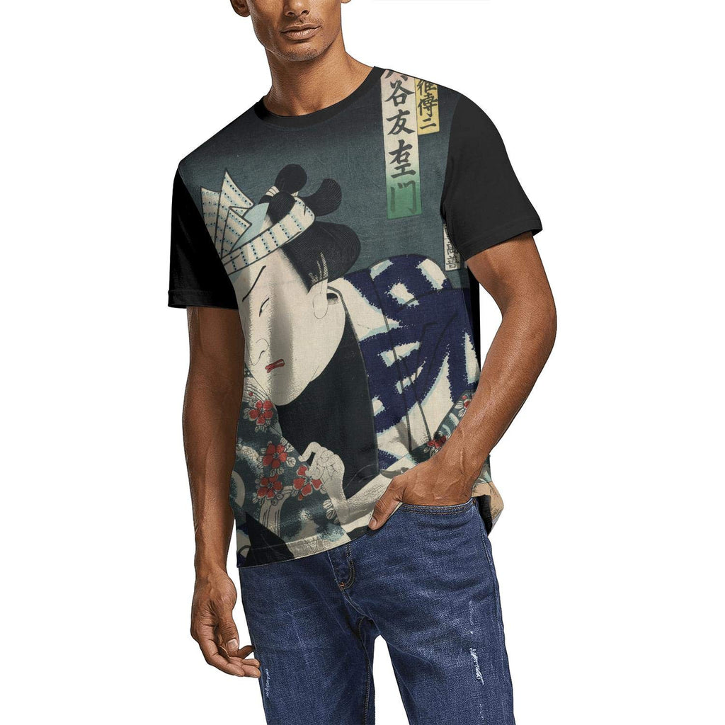 Japanese Ukiyo Art 3D Printed Men's Unique Crewneck Athletic Short Sleeve White-183 T-Shirt