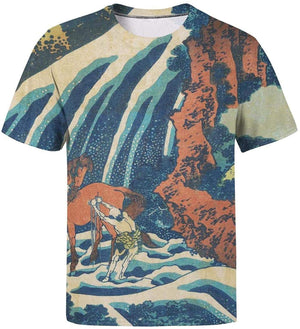 Japanese Ukiyo Art 3D Printed Men's Unique Crewneck Softball Short Sleeve White-1 T-Shirt