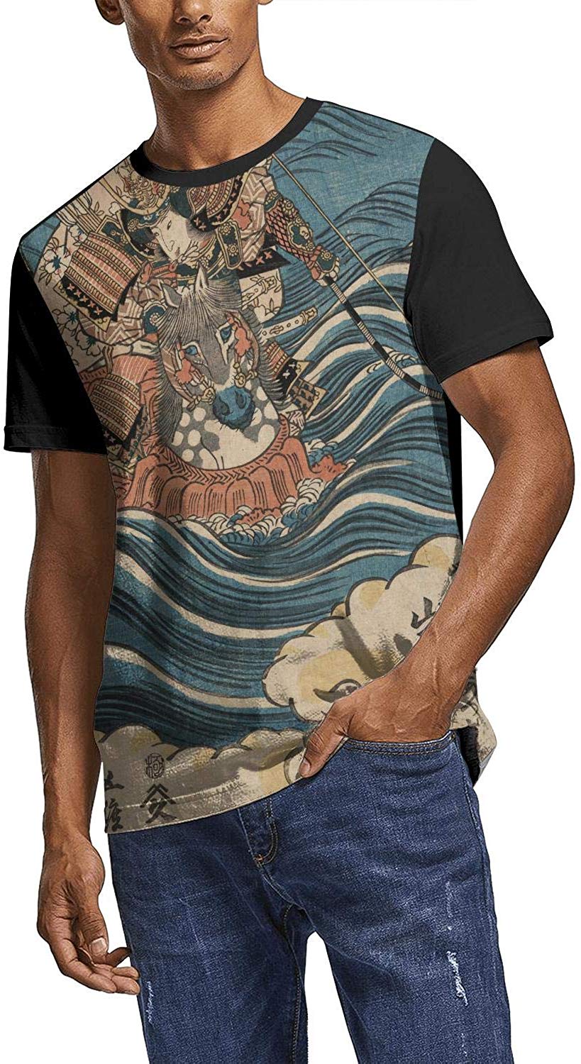 Japanese Ukiyo Art 3D Printed Men's Vintage Crewneck Travel Short Sleeve White-154 T-Shirt