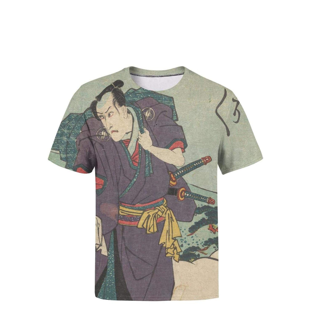 Japanese Ukiyo Art 3D Printed Mens Breathable Crewneck Softball Short Sleeve White-17 T-Shirt