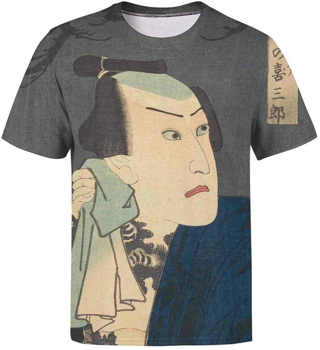 Japanese Ukiyo Art 3D Printed Mens Classic Round Neck Softball Short Sleeve White-34 T-Shirt