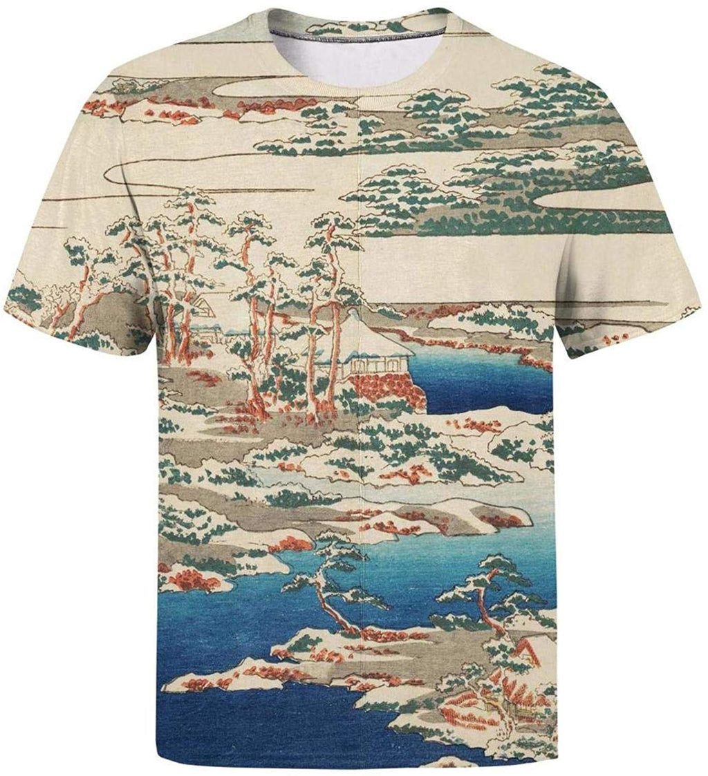 Japanese Ukiyo Art 3D Printed Mens Comfy Crew Neck Sport Short Sleeve White-98 T-Shirt