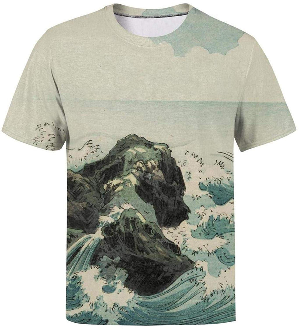 Japanese Ukiyo Art 3D Printed Mens Cool Crewneck Travel Short Sleeve White-90 T-Shirt