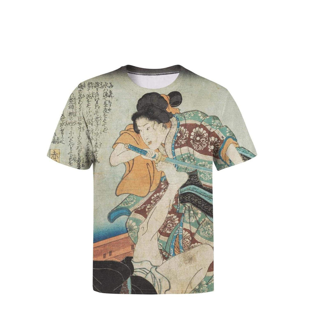 Japanese Ukiyo Art 3D Printed Mens Cute Crewneck Baseball Short Sleeve White-8 T-Shirt