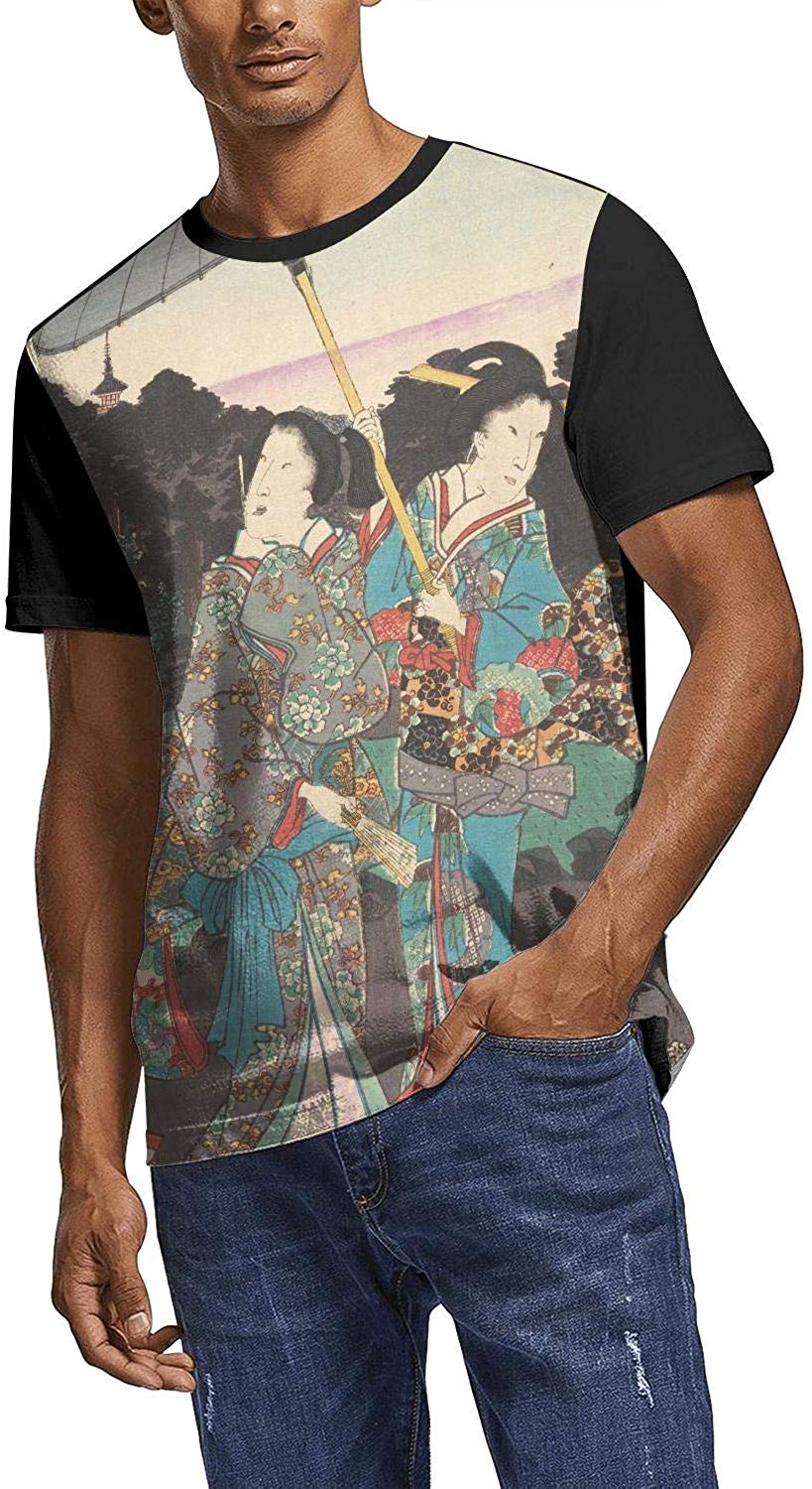 Japanese Ukiyo Art 3D Printed Mens Fan Crew Neck Travel Short Sleeve White-141 T-Shirt