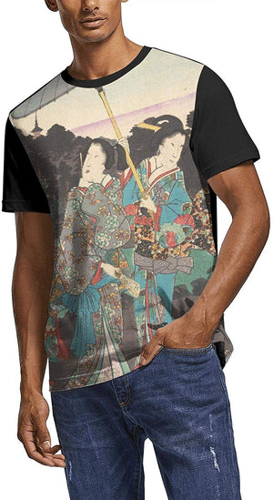 Japanese Ukiyo Art 3D Printed Mens Fan Crew Neck Travel Short Sleeve White-141 T-Shirt