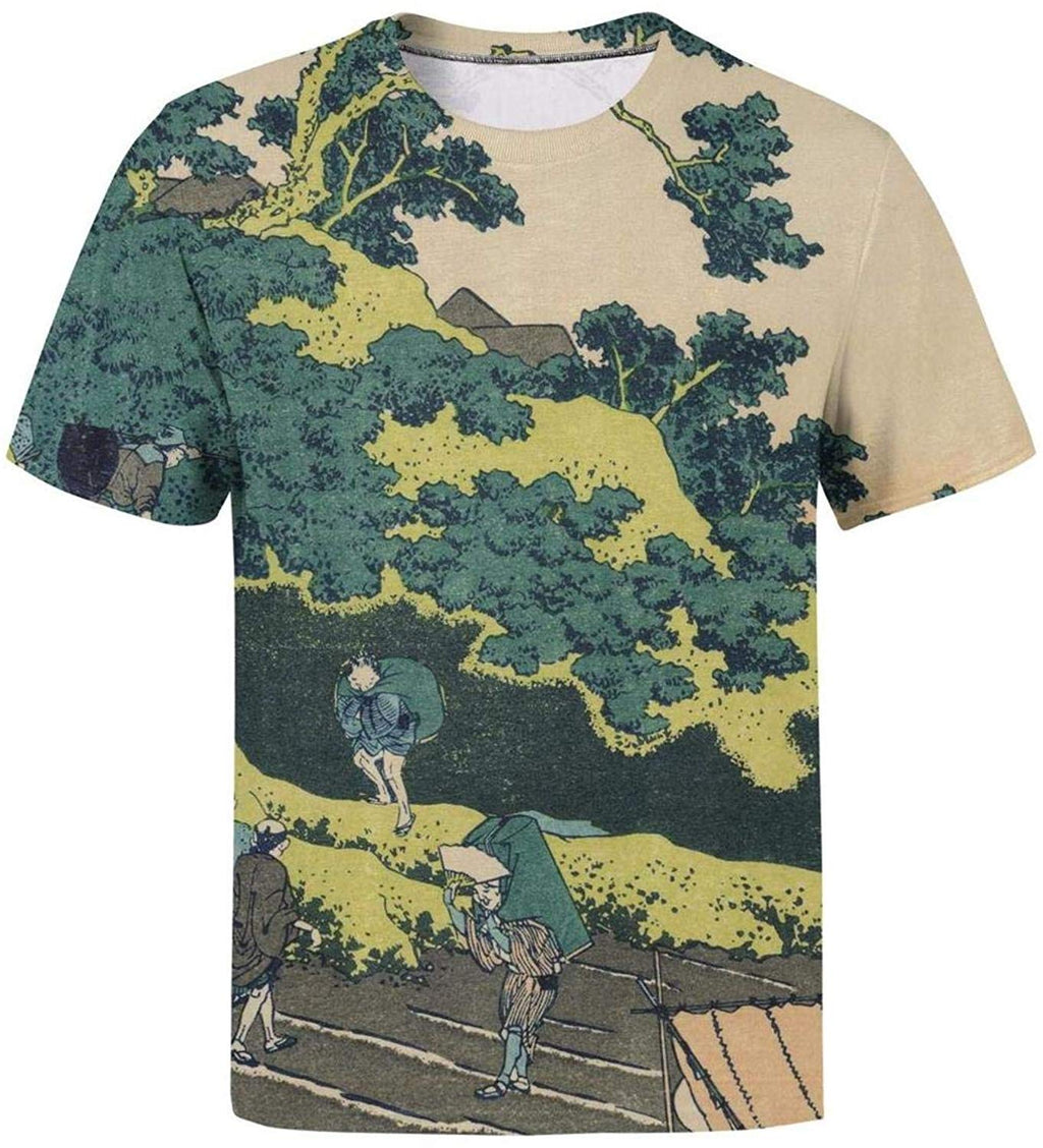 Japanese Ukiyo Art 3D Printed Mens Funky Crew Neck Travel Short Sleeve White-94 T-Shirt
