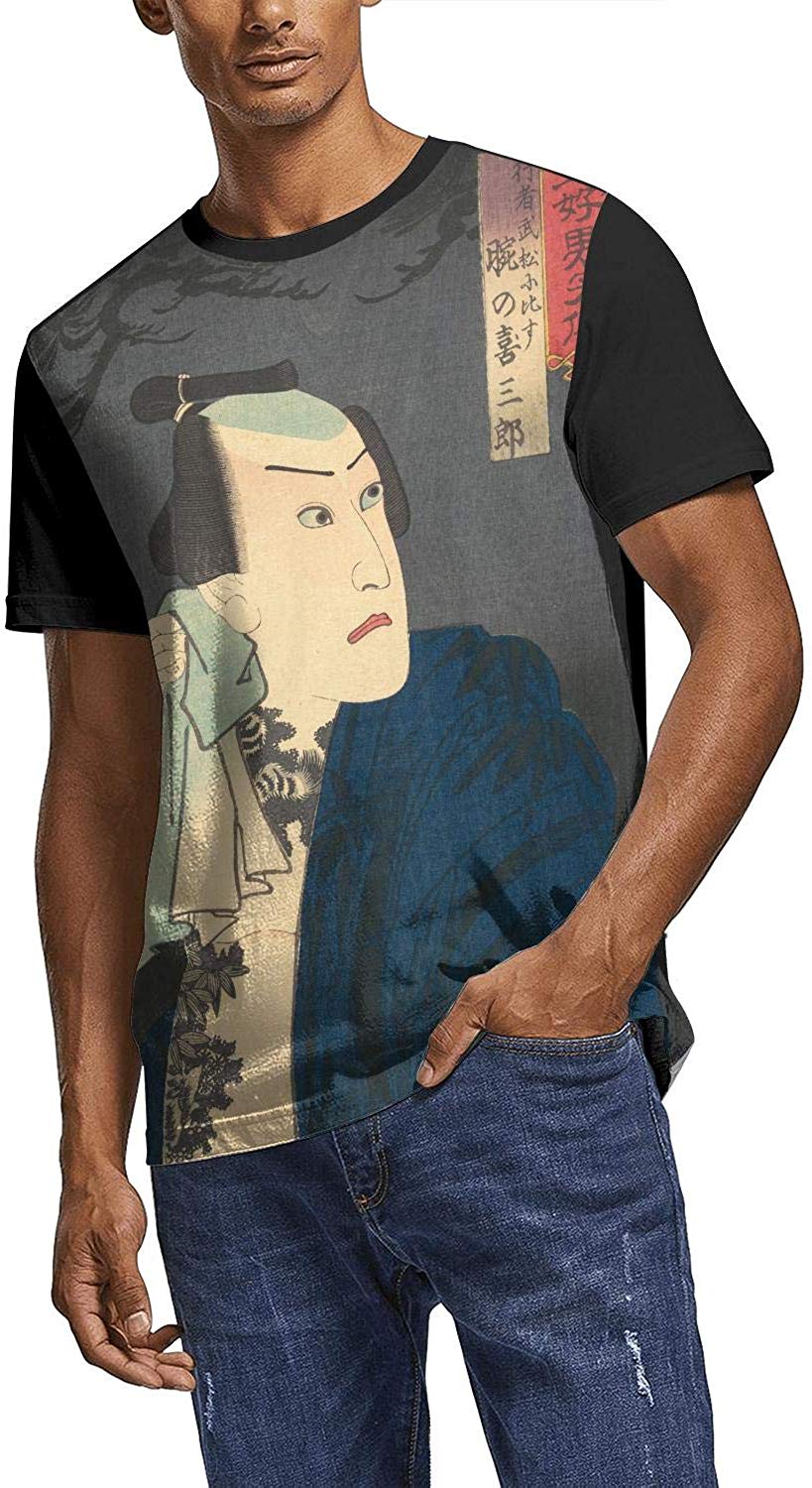 Japanese Ukiyo Art 3D Printed Mens Funky Crewneck Travel Short Sleeve White-166 T-Shirt