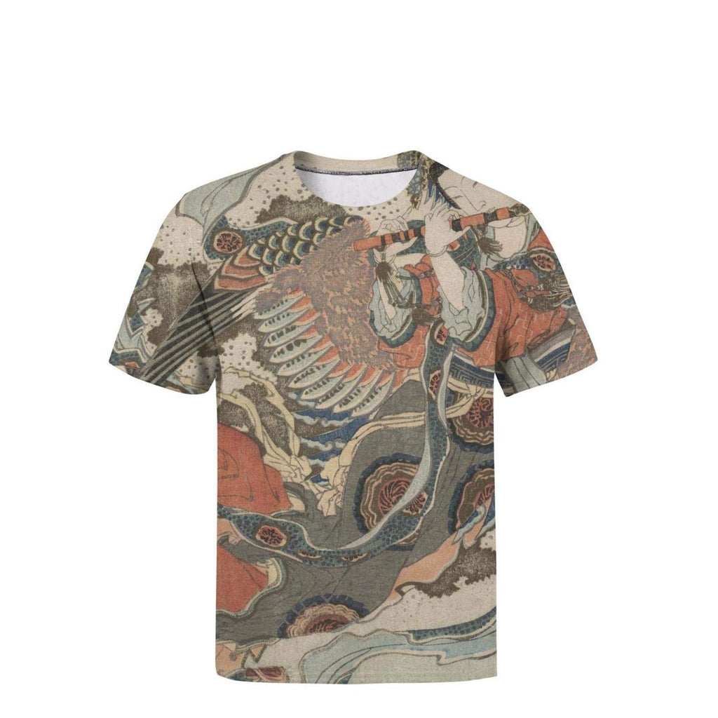 Japanese Ukiyo Art 3D Printed Mens Funky O Neck Softball Short Sleeve White-60 T-Shirt
