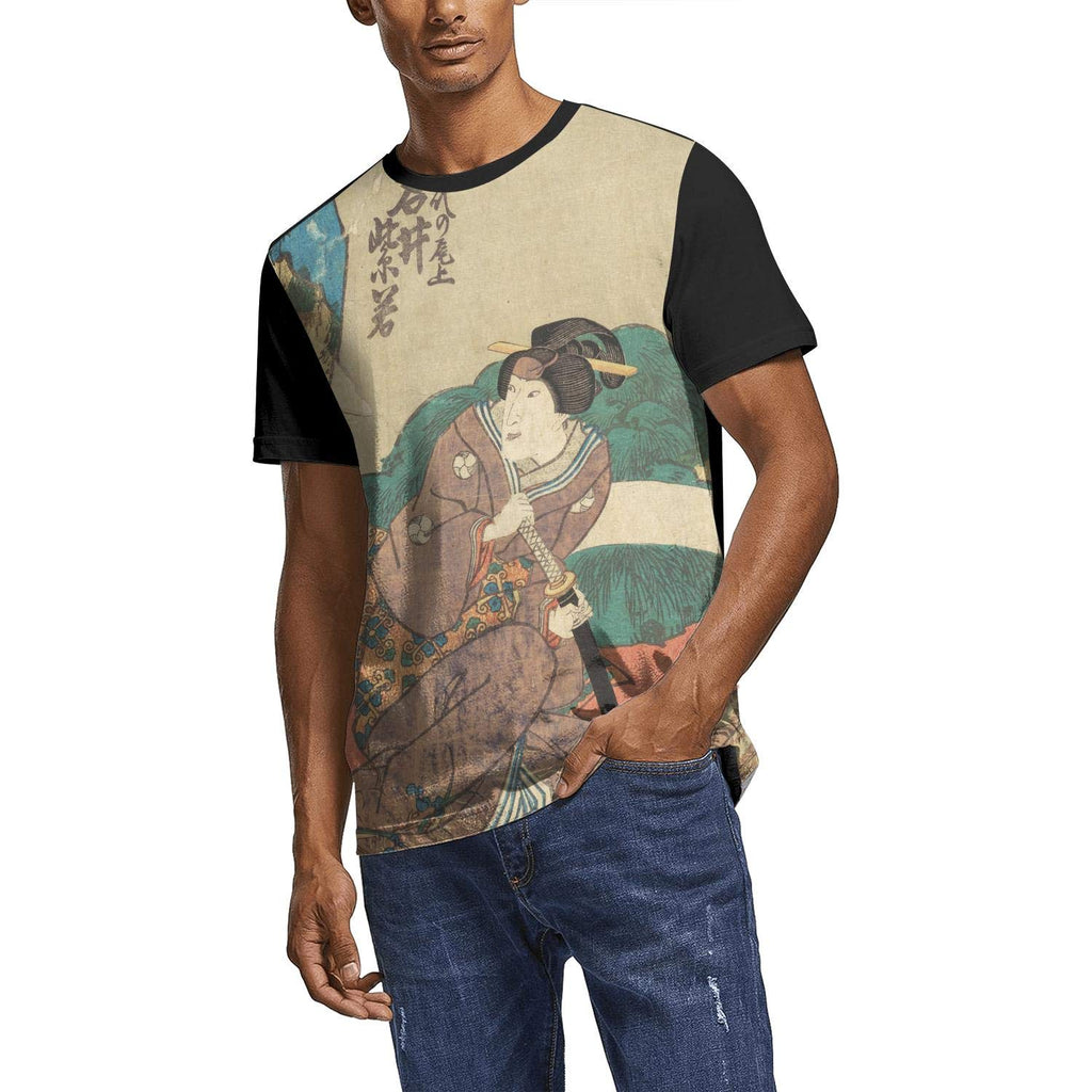 Japanese Ukiyo Art 3D Printed Mens Knit O Neck Sport Short Sleeve White-137 T-Shirt