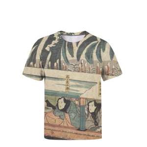 Japanese Ukiyo Art 3D Printed Mens Polyester Crewneck Tennis Short Sleeve White-9 T-Shirt