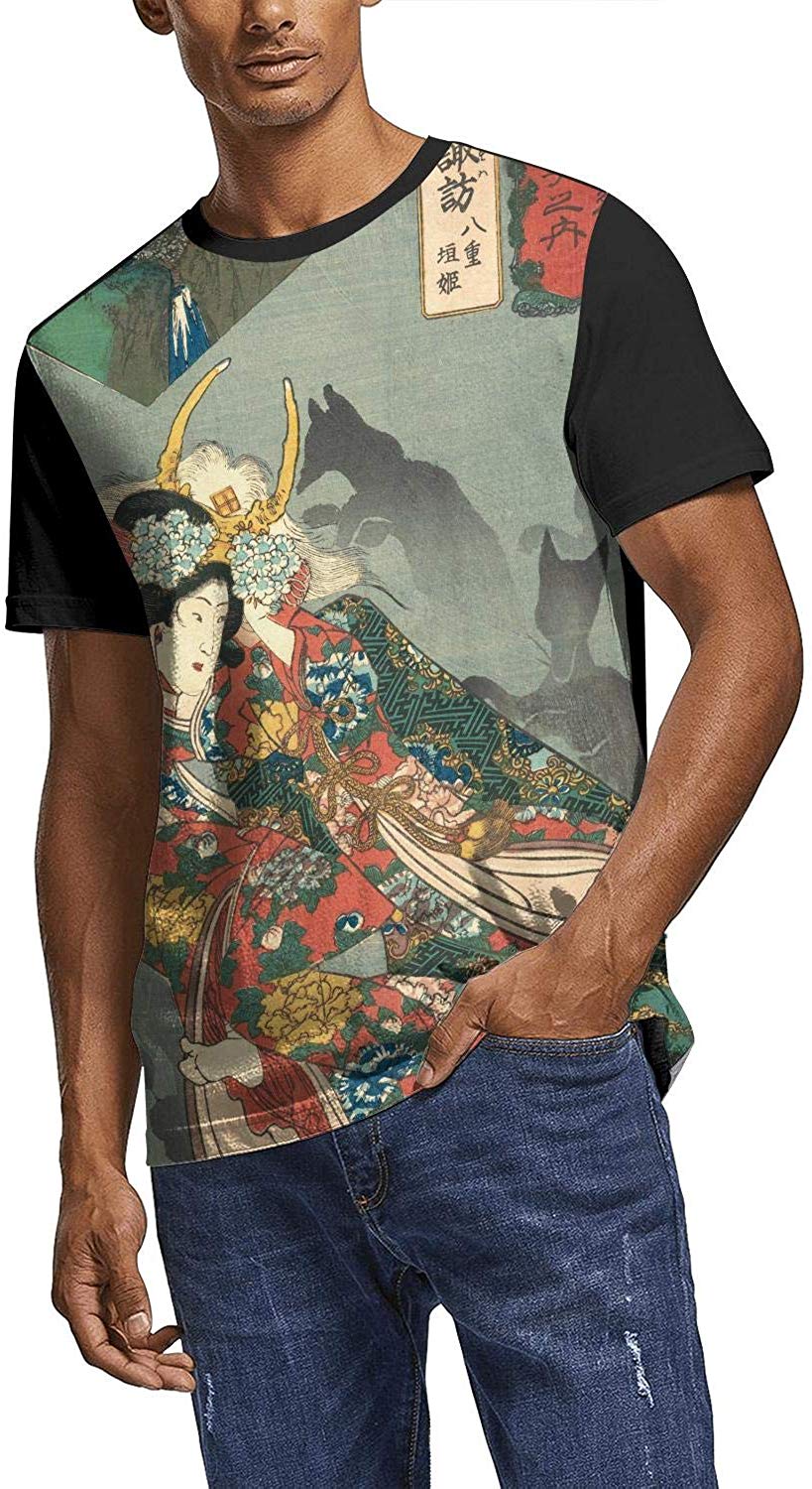 Japanese Ukiyo Art 3D Printed Mens Polyester Round Neck Golf Short Sleeve White-136 T-Shirt