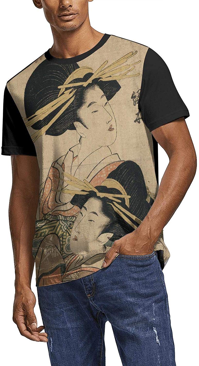 Japanese Ukiyo Art 3D Printed Mens Pretty Crew Neck Tennis Short Sleeve White-140 T-Shirt