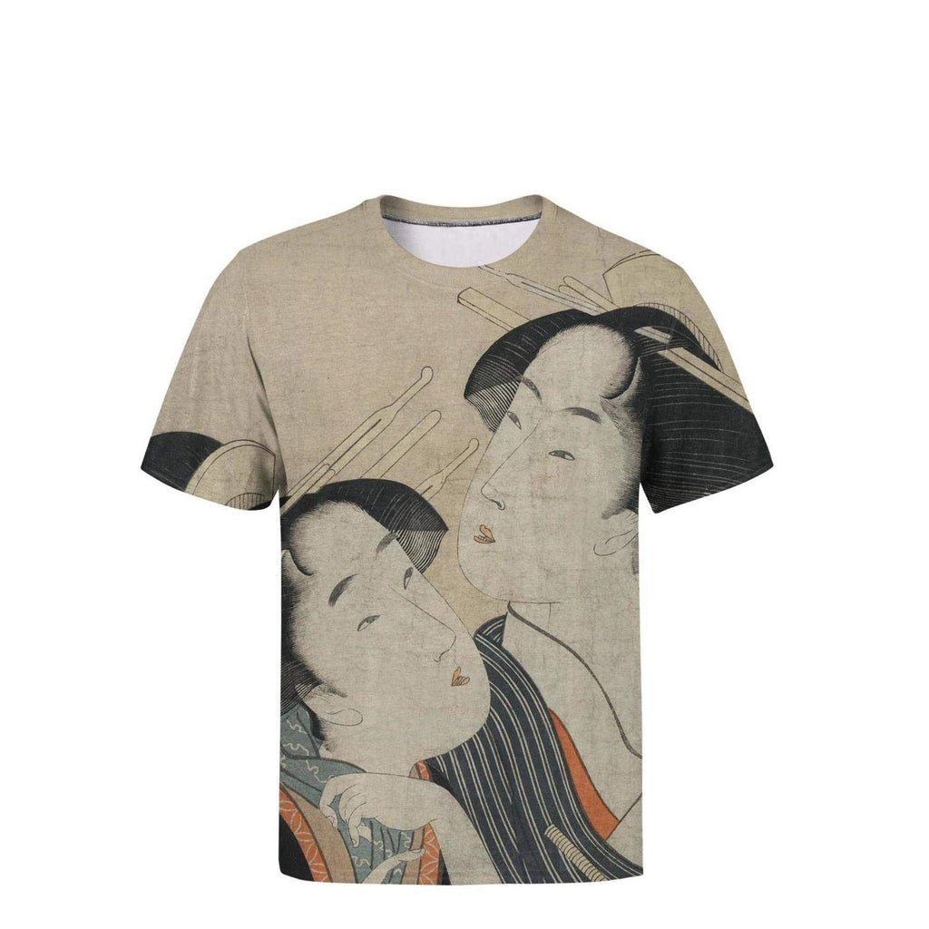 Japanese Ukiyo Art 3D Printed Mens Pretty Crewneck Golf Short Sleeve White-40 T-Shirt