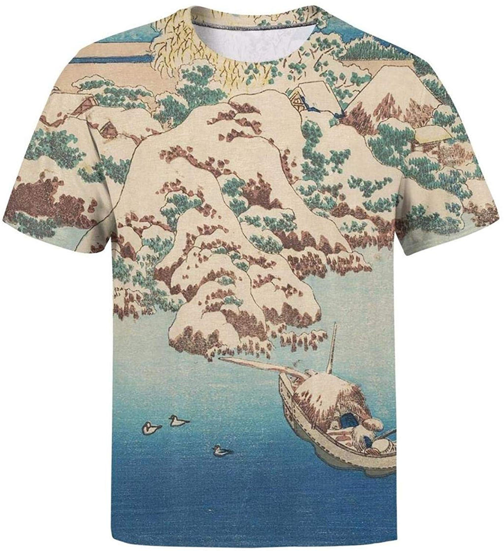 Japanese Ukiyo Art 3D Printed Mens Retro Crewneck Golf Short Sleeve White-123 T-Shirt