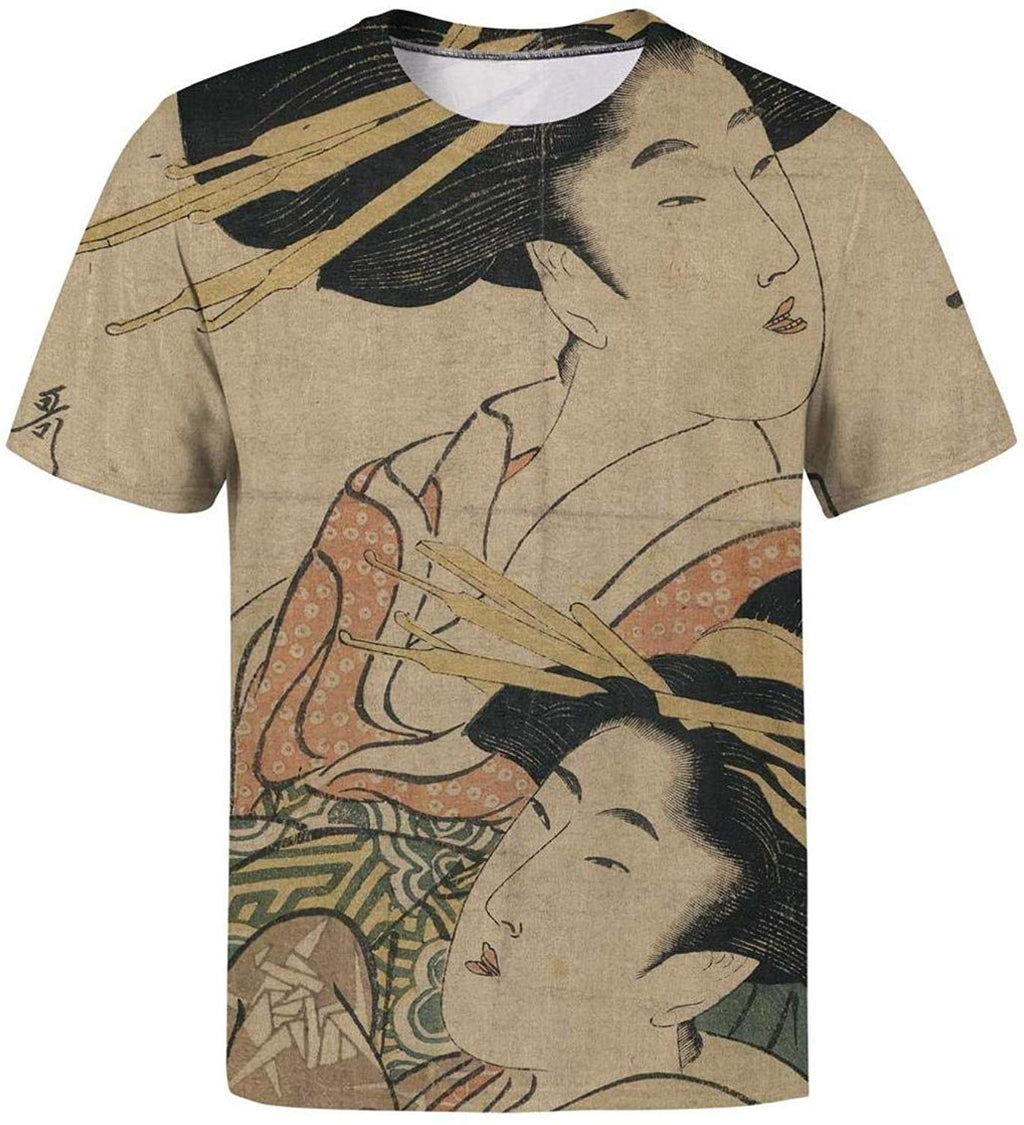 Japanese Ukiyo Art 3D Printed Mens Soft Crewneck Golf Short Sleeve White-15 T-Shirt