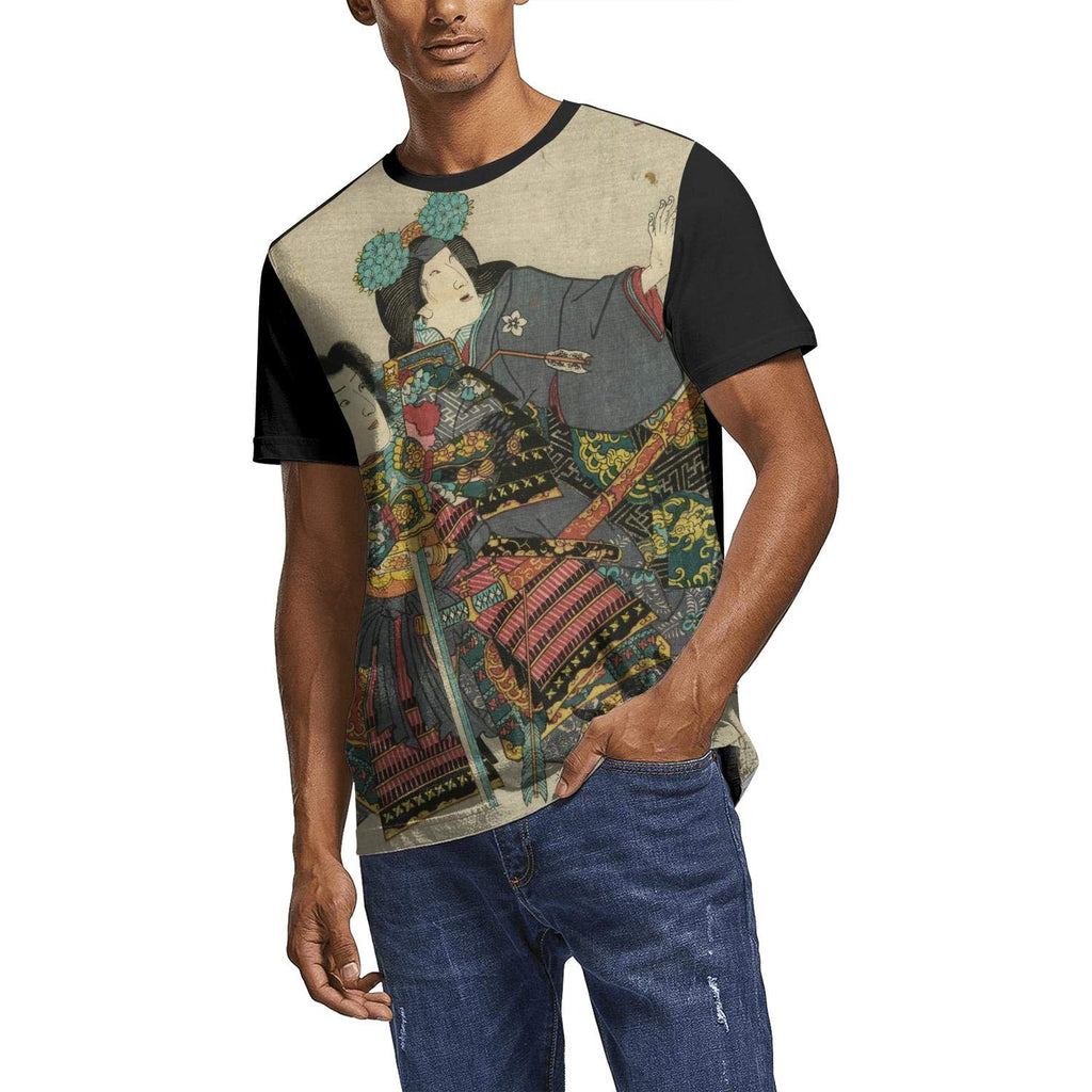 Japanese Ukiyo Art 3D Printed Mens Soft O Neck Tennis Short Sleeve White-212 T-Shirt